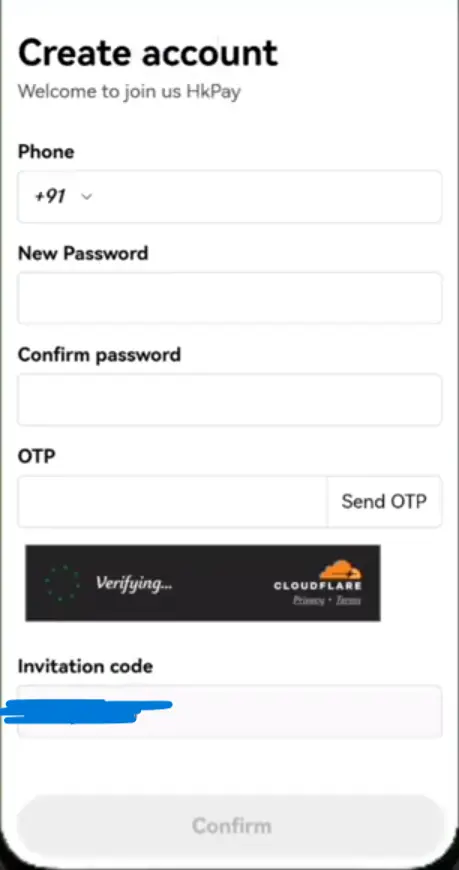 HKpay Registration Screen